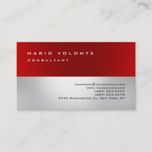 Red Grey Elegant Simple Plain Professional Visitekaartje
