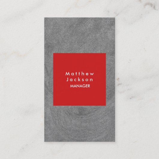 Red Grey Modern Plain Professional Visitekaartje (Voorkant)