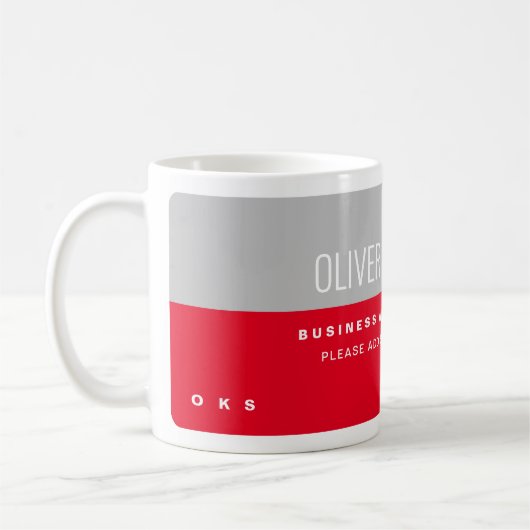 Red Grey Nom professionnel Café Mug (Gauche)