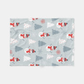 Red Grey & White Kerstmis Snowman Pattern Fleece Deken (Voorkant (Horizontaal))