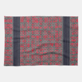 Red & Grey X's en O's Pattern Kitchen Towel Theedoek (Horizontaal)