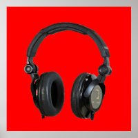 Red Greyscale Headphone Pop Art Poster afdrukken