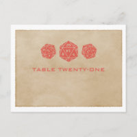 Red Grunge D20 Dice Gamer Numéro de table Carte po