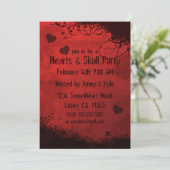 Red Grunge Damask Valentine Invitation (Debout devant)