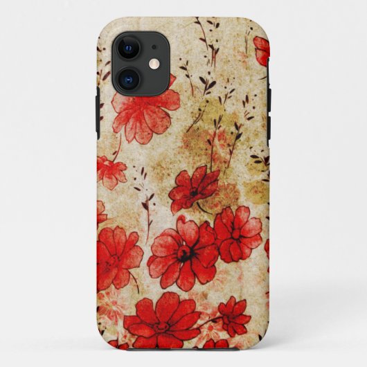 Red Grunge Floral Case-Mate iPhone Case (Achterkant)