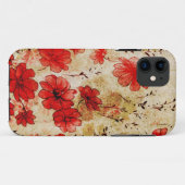 Red Grunge Floral Case-Mate iPhone Case (Achterkant (horizontaal))