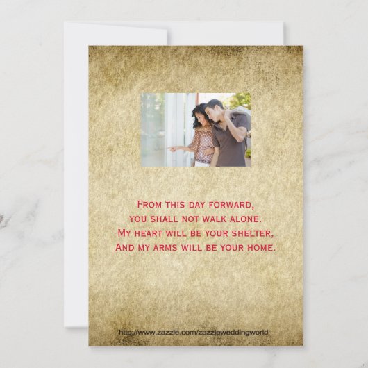 Red Grunge Old Vintage Mariage Invitation (Dos)