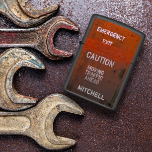 Red Grungy Emergency Exit Custom Name