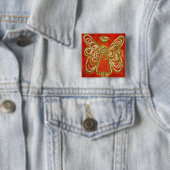 Red Guardian Angel Art Custom Vakantie Button Pin (In situ)