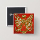 Red Guardian Angel Art Custom Vakantie Button Pin (Voorkant /achterkant)