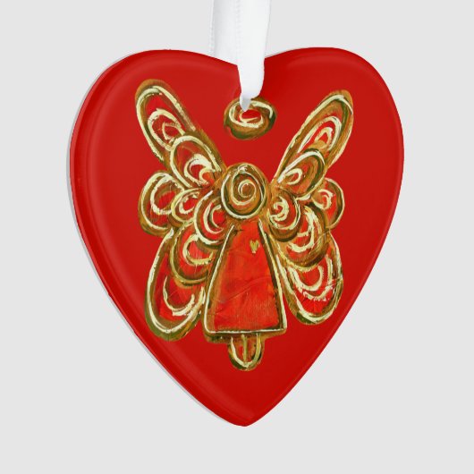 Red Guardian Angel Art Kersthanger Ornament (voorkant)