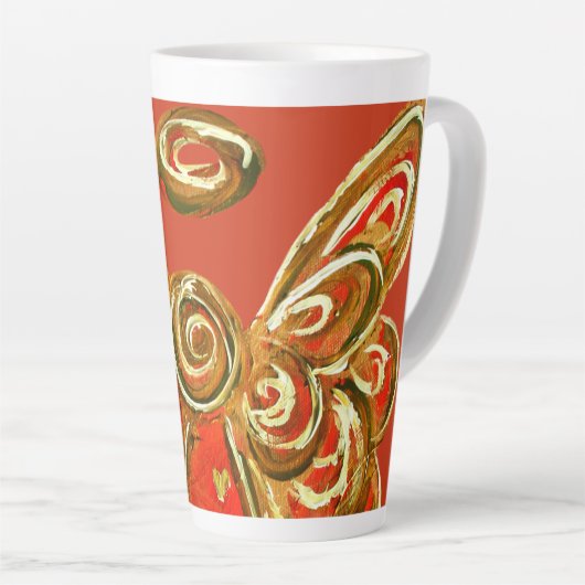 Red Guardian Angel Christmas Latte Coffee Mug Cup (Angle droit)