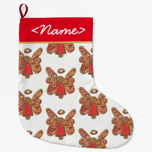Red Guardian Angel Stocking Grote Kerstsok