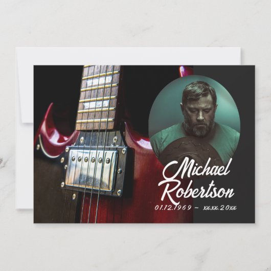 Red Guitar Celebration of Life Kaart (Voorkant)