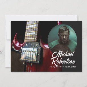 Red Guitar Celebration of Life Kaart