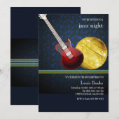 Red Guitar Invitation Kaart (Voorkant / Achterkant)