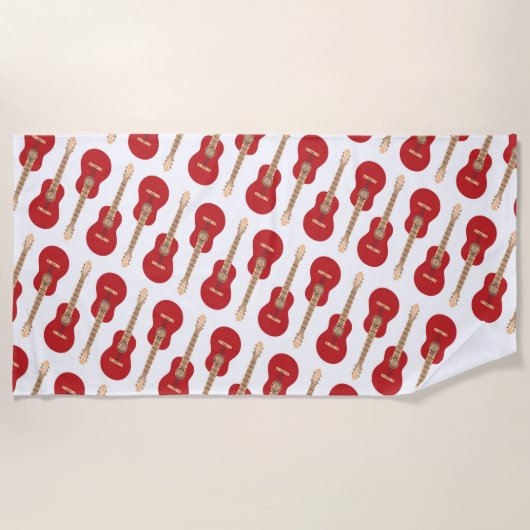 Red Guitar Pattern Strandlaken (Voorkant)