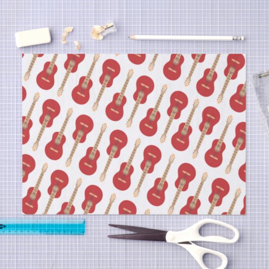 Red Guitar Pattern Tissuepapier (Craft)