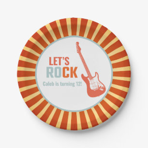 Red Guitar Rock en Roll Rockstar Birthday Papieren Bordje