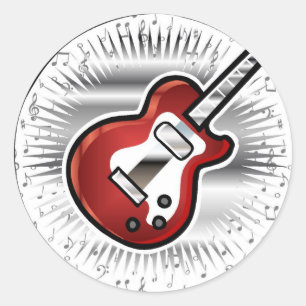 Red Guitar Ronde Sticker
