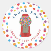 Red Gumball Machine Snoep Bubble Gum Dank u Ronde Sticker (Voorkant)