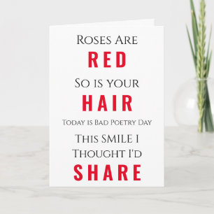 Red Hair Bad Poetry Day Schattige Smile Kaart