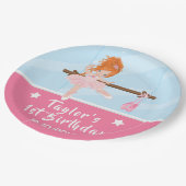 Red Hair Ballerina Pink Tutu Birthday Paper Borden Papieren Bordje (Gekanteld)
