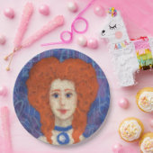 Red Hair, gember meisje rococo vezel blauw sinaasa Papieren Bordje (Feest)