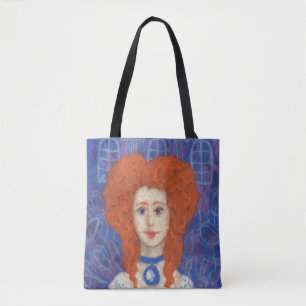 Red Hair, gember meisje rococo vezel blauw sinaasa Tote Bag