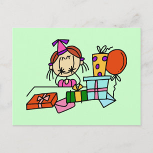 Red Hair Girl met Birthday Gifts T-shirts Briefkaart