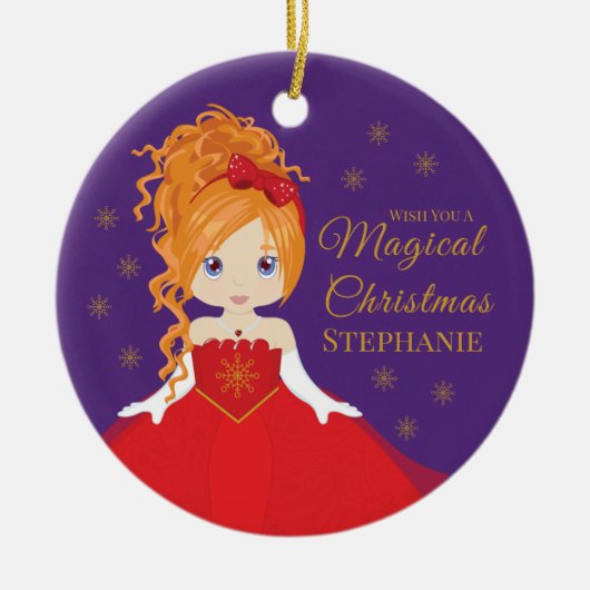 Red Hair kerstprinses keramisch Ornament (Voorkant)