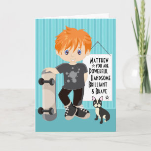 Red Hair Powerful & Brave Boy Card Kaart