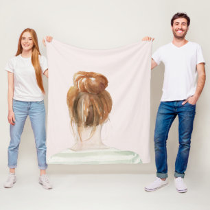 Red Hair Top Knot Bun Fleece Deken