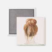 Red Hair Top Knot Bun Magneet (Voorkant / Achterkant)