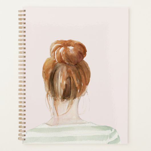 Red Hair Top Knot Bun Planner (Voorkant)