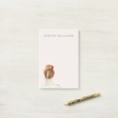 Red Hair Top Knot Bun Post-it® Notes (Op bureau)