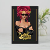 Red Haired Girl Anniversaire Foil Invitation (Debout devant)