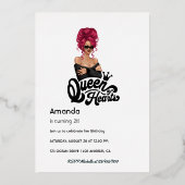 Red Haired Girl Anniversaire Foil Invitation (Verso)