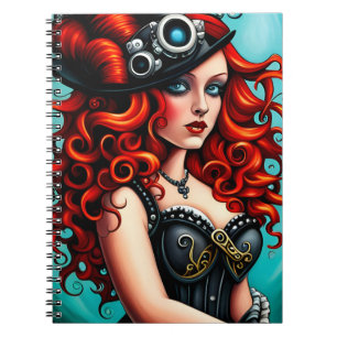 Red Haired Streampunk Vrouw Notitieboek