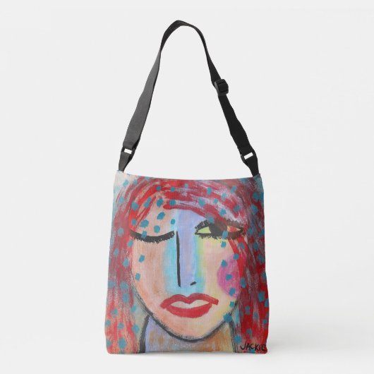 Red Haired Woman Abstract Art Crossbody Tas (Achterkant)