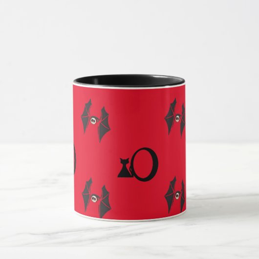 Red Halloween & Cat Design Mok (Midden)