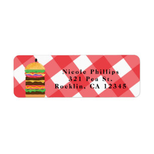 Red Hamburger Summer Cookout Barbecue Etiket