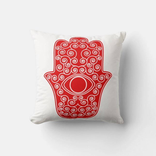 Red Hamsa-Hand van Miriam-Hand van Fatima.png Kussen (Voorkant)