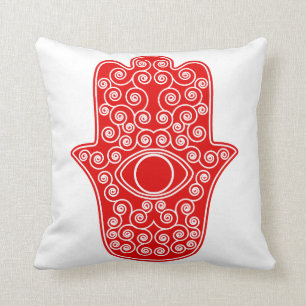 Red Hamsa-Hand van Miriam-Hand van Fatima.png Kussen