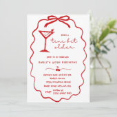Red Hand Drawn Cherry Martini Birthday Invitation (Debout devant)