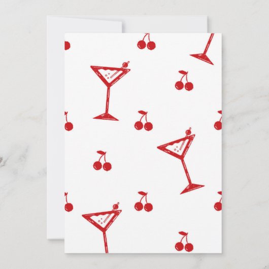 Red Hand Drawn Cherry Martini Birthday Invitation (Dos)