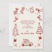 Red Hand-Drawn Doodle Arch Photo Christmas Happy Feestdagenkaart (Achterkant)