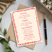 Red hand drawn heart Whimsical Wedding  Kaart