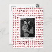 Red Hand Drawn Hearts Saint Valentin Carte photo (Devant / Derrière)