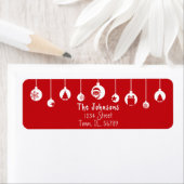 Red Hanging Ornament Return Address Label (Insitu)